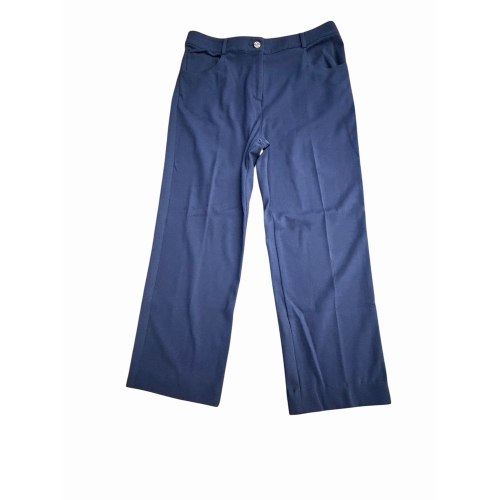 St John Capri Pants Size 6 Blue Wide Leg Luxury Crop Trousers Quiet Luxury G11-3
